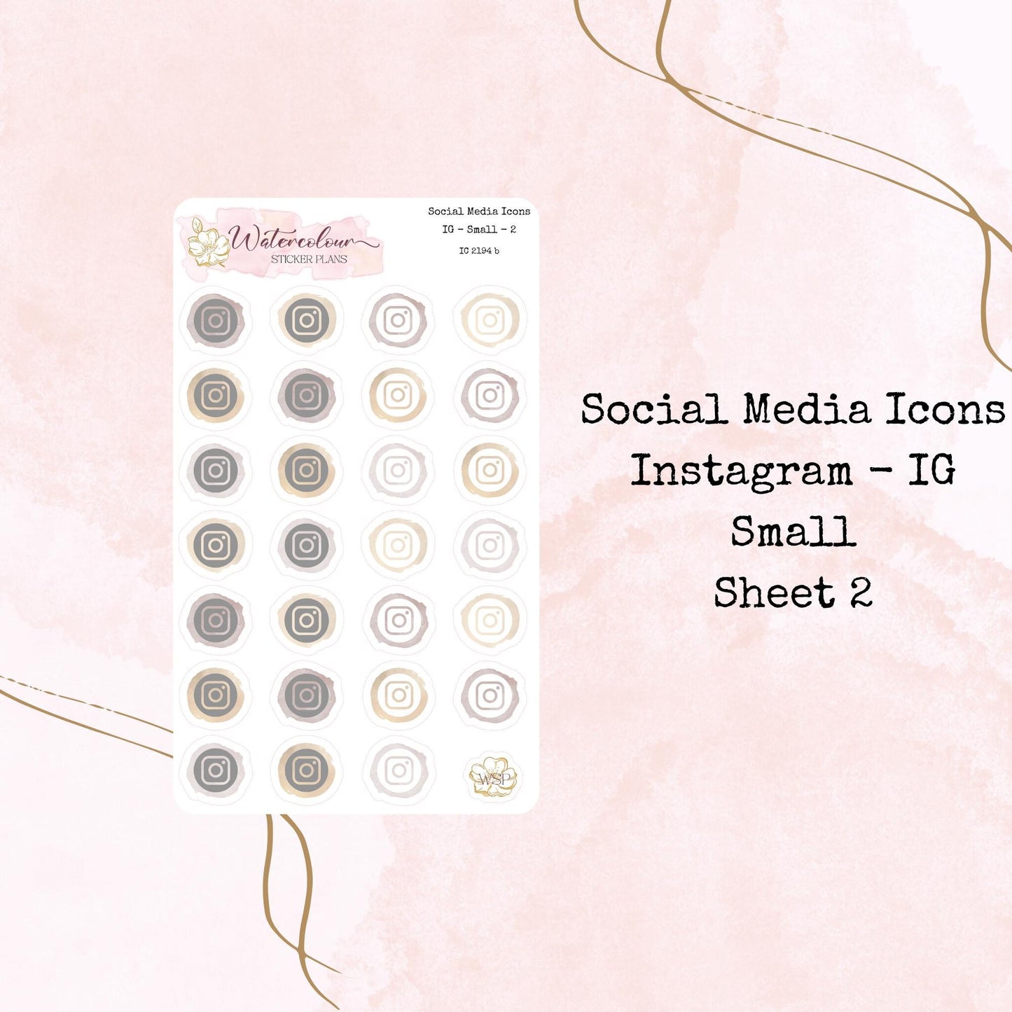 Social Media Icons - Four Sizes - Planner and Journal Stickers - Stationery - Watercolour