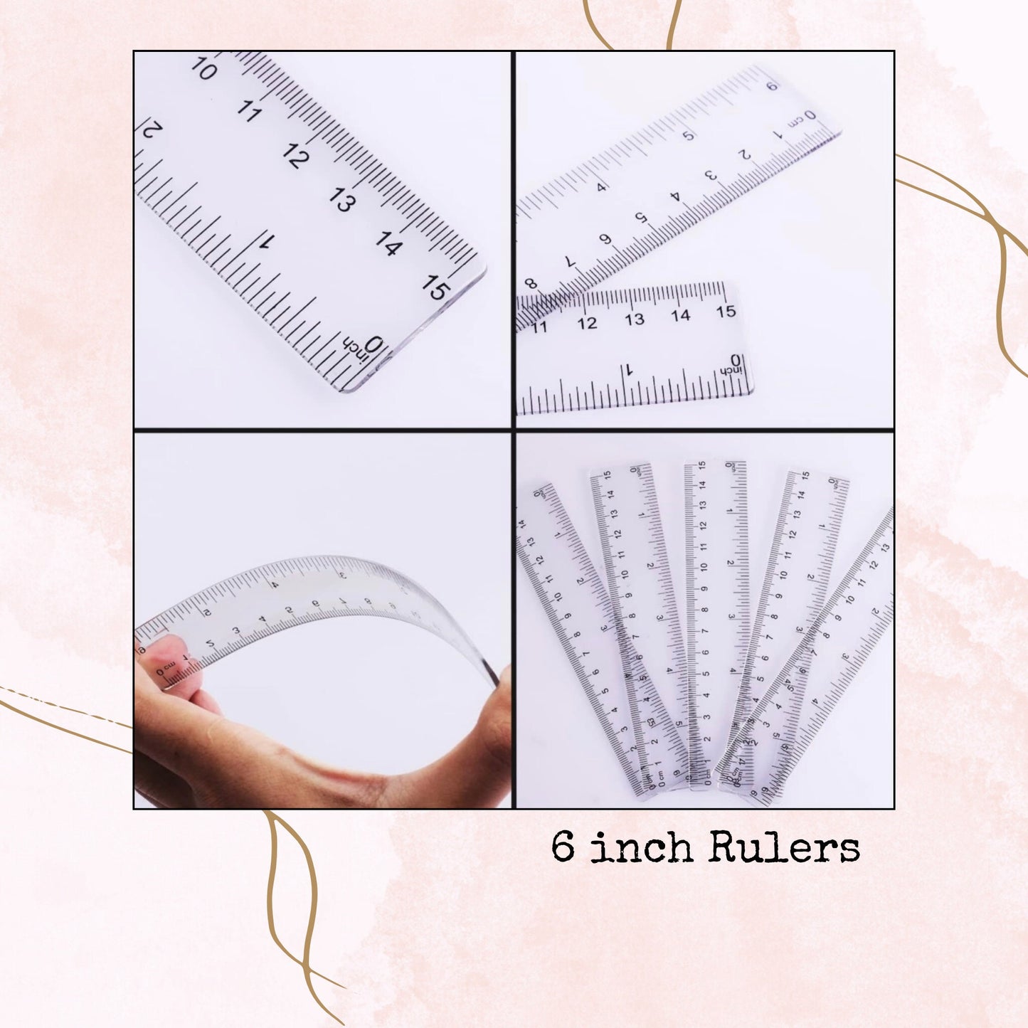 Blue Peonies - 6 Inch Ruler - Planner Supplies - Watercolour
