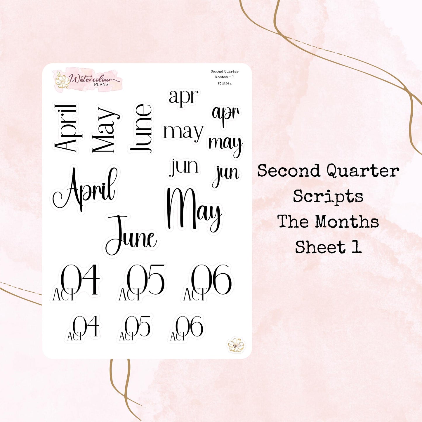 Second Quarter Bundle - 2026 - Script Stickers - Days Weeks Months - Stationery