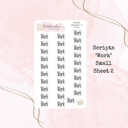 Work Scripts - Four Sizes - Planner and Journal Stickers - Stationery