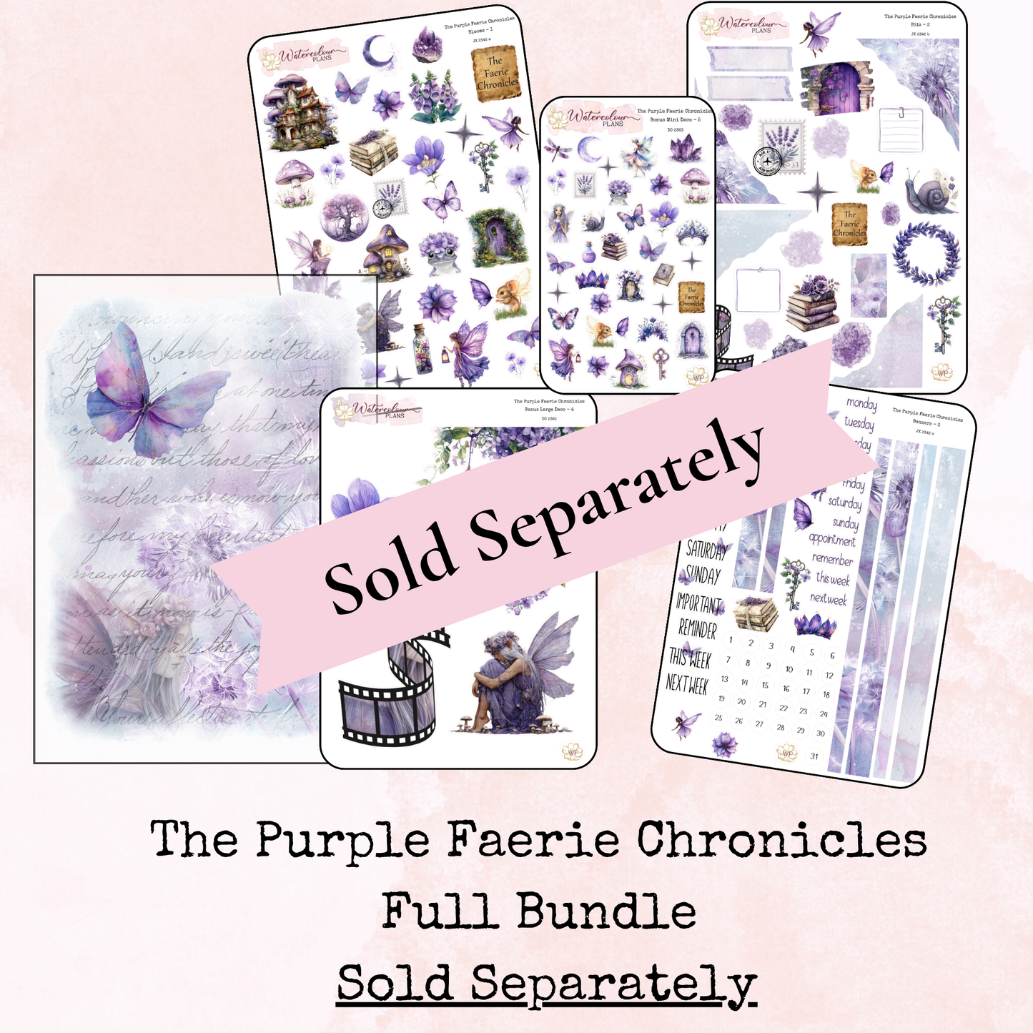 The Purple Faerie Chronicles - Printed Vellum - Dashboard - Stationery - Watercolour