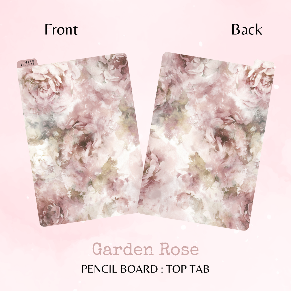 Garden Rose - Pencil Board - Top Tab - Dashboard - Stationery - Planning Accessory - Watercolour