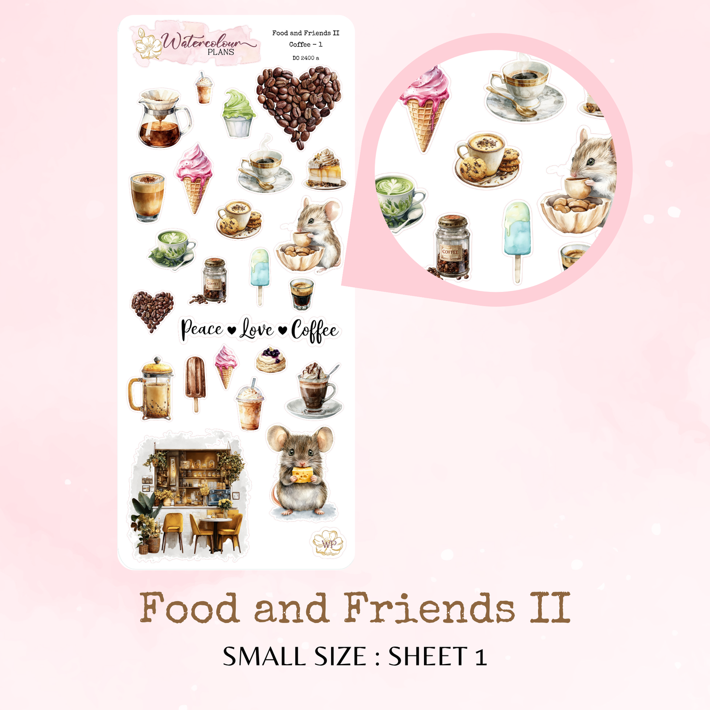 Food and Friends II - Small Size - Planner and Journal Stickers - Stationery - Watercolour
